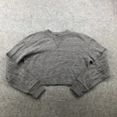 ZARA Sudadera Mujer Pequeña Gris Manga Larga Cuello Redondo Pullover Suéter Recortado Foto 1 de 4