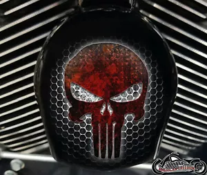 Harley Davidson Custom Horn Cover Touring Dyna Softail Sportster M8 PUNISHER - Imagen 1 de 1