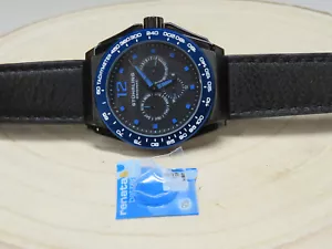 Mens Stuhrling Concorso Tonneau 535 day date gmt blue bezel black dial watch - Picture 1 of 8