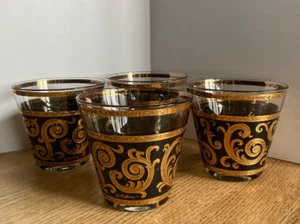 4 Bicchieri Culver Ebano Barocco Svasato Whisky Lowball Rocks Vintage Firmati - Foto 1 di 22