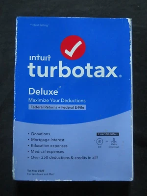 Genuine 2020 Intuit Turbotax Duluxe Federal Window & Mac - Image 1 of 2