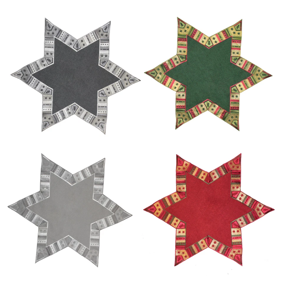 Mitteldecke Weihnachten ca. 85 cm Ø  Stern förmig Gold / Silber bestickt - Bild 1 von 1