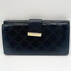 Gucci Wallet Long Sima Black Leather Bifold Purse GG From Japan Authentic