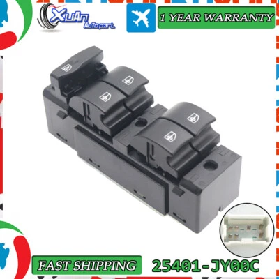2540-JY00C For Renault Koleos 2008-2016 Black Driver Side Power Window Switch  - Imagem 1 de 4