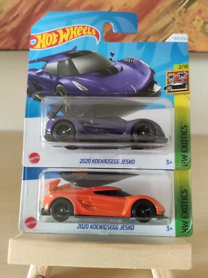 Lotto 2x Hot Wheels 2024 184/250 2020 Koenigsegg Jesko Viola Arancio HW Exotics - Immagine 1 di 4