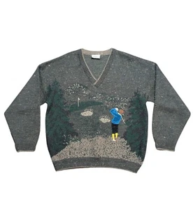 Gabicci Jumper | Vintage Grey Gabicci V-Neck Golf Jumper Size XXL | Retro Knit - Picture 1 of 6