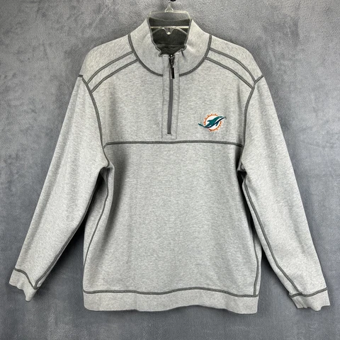 Miami Dolphins Tommy Bahama Football Pullover Men Medium Gray Reversible 1/4 Zip Cover