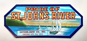 Vintage Pride of St Johns River Crate Label - Crescent City Florida - Picture 1 of 1