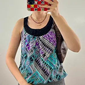 Wrapper Y2k Women's Size XS Boho Scoop Neck Tank Top - Picture 1 of 5