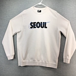 RARE Nike Sportswear Seoul Korea White Crewneck Pullover Sweater XXL 2XL - Picture 1 of 7