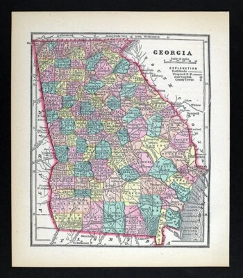 1857 Morse Map Georgia Atlanta Savannah Athens Macon Columbus Dalton Rome GA - Image 1 of 4