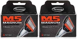 Personna M5 Magnum Razor Refill Blades with Trimmer, 4 Cartridges (2 Pack) - Picture 1 of 2
