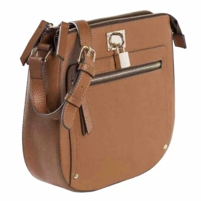 Hilary Radley Maya Pebble Leather Crossbody Purse in Cognac NWT Decorative Lock - Image 1 of 4