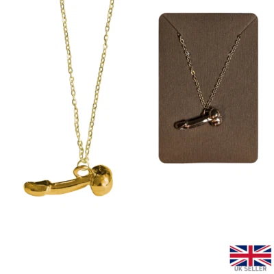 Collana pene e sfere metallo scherzo catena oro regalo maleducato cazzo maschio nudo fallico