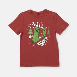 Boys size 10 Minecraft red short sleeve Christmas  tee t-shirt  NEW NWOT 3837