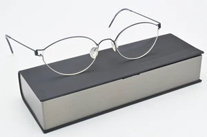 LINDBERG Brille Agena Air Titanium Rim Zweifarbig Königsblau Silber Oval Leicht - Picture 1 of 11