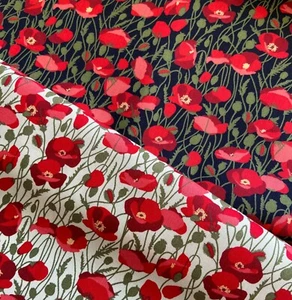 Wild Mohn 100 % Baumwolle Stoff, Mohn Handwerk, Meter UK Verkäufer, Nähen - Bild 1 von 3