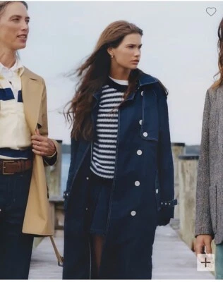 NWT J.Crew Relaxed trench coat lightweight shiny nylon Navy P6 $328 (Runs Large) - Image 1 of 4