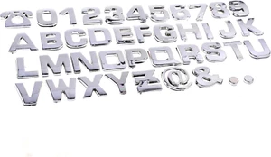 40 Pcs 3D Silver Car Letters & Numbers Sticker Emblem Trim Decal Set - Picture 1 of 12