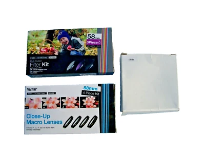 Vivitar 3-Pcs 58mm Filter Kit, Close-Uo Macro Lenses, and 58mm Lense Rubber Hood - Image 1 of 4