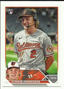 GUNNAR HENDERSON 2023 Topps aggiornamento rookie RC #US18 $8 Baltimore Orioles - Foto 1 di 1