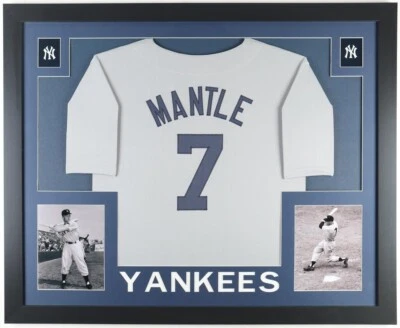 Camiseta Mickey Mantle New York Yankees 35x43 Enmarcada / 7x Campeón Serie Mundial Foto 1 de 4
