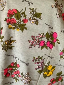Vintage Cherries & Blossoms & Lemons on Sage Background Jersey Fabric 2 Yards - Picture 1 of 9
