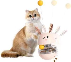 Pet Treat Ball Tumbler Puzzle Feeder for Pet Cat Interactive Training Toy, Pink - Picture 1 of 6
