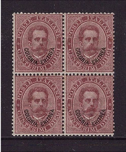 Italienisch Eritrea, Mi-Nr. 4 Viererblock, Umberto, ungebraucht (21417) - Picture 1 of 1
