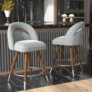 2Pcs Modern Swivel Bar Stools with Footrest Counter Height Stools for Kitchen - Picture 1 of 15