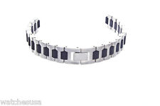 12mm Stainless Steel & Black Two-Tone Womens Watch Bracelet Band
