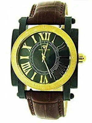 Aqua Master Black Face 20 Diamonds Yellow Gold & Black Case Watch - Image 1 of 2