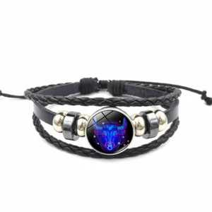Damen Herren Surferarmband Sternzeichen Stier Blau Geschenk Bracelet Chunk WOW - Bild 1 von 5