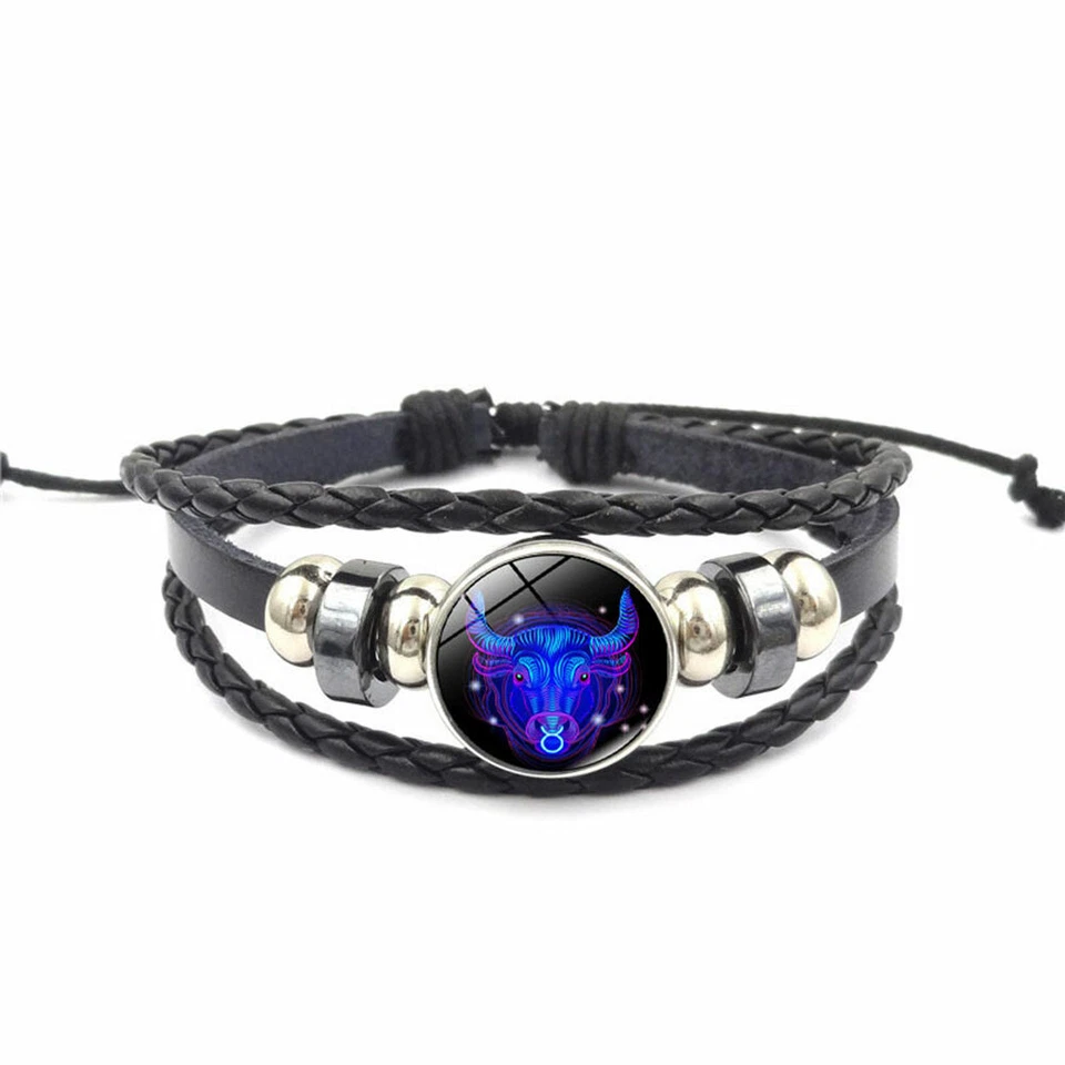 Damen Herren Surferarmband Sternzeichen Stier Blau Geschenk Bracelet Chunk WOW - Bild 1 von 4