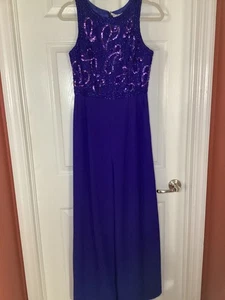 Bella Diosa Collection Formal Jumpsuit Sequin Beaded Blue Size 8 - Picture 1 of 7