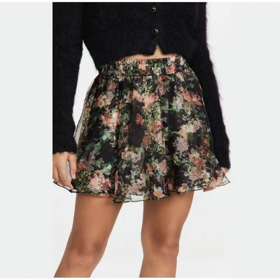 Alice + Olivia - Dionne Black Floral Elegant Silk Mini skirt -Size  8 - Image 1 of 4