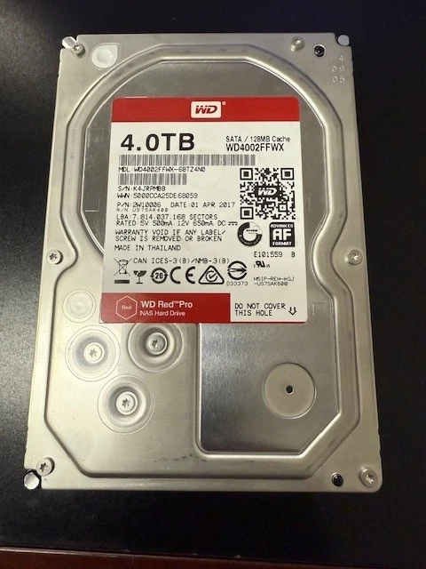 Western Digital WD Red Pro 4TB 3.5" 7.2k SATA Desktop HDD 128MB Cache, 6G - Image 1 of 1