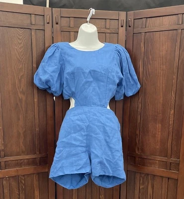 Mono Mameluco Karina Grimaldi Azul Cerúleo Corte Manga Abullonada - Talla M Nuevo con Etiquetas Foto 1 de 4