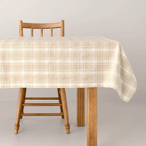 Grid Plaid Cotton Tablecloth Beige/Cream Hearth & Hand with Magnolia 60" x 84" - Picture 1 of 6