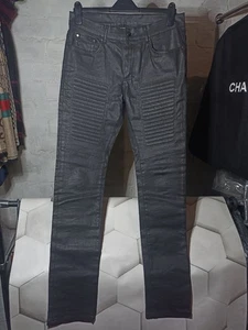 Versace schwarze gewachste Biker Medusa Logo Jeans Größe 32 - Bild 1 von 10