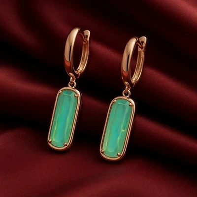 Elegante Ohrringe Damen Ohrhänger Huggie 585 RG Rotgold Rosegold mit Zirkon - Bild 1 von 4