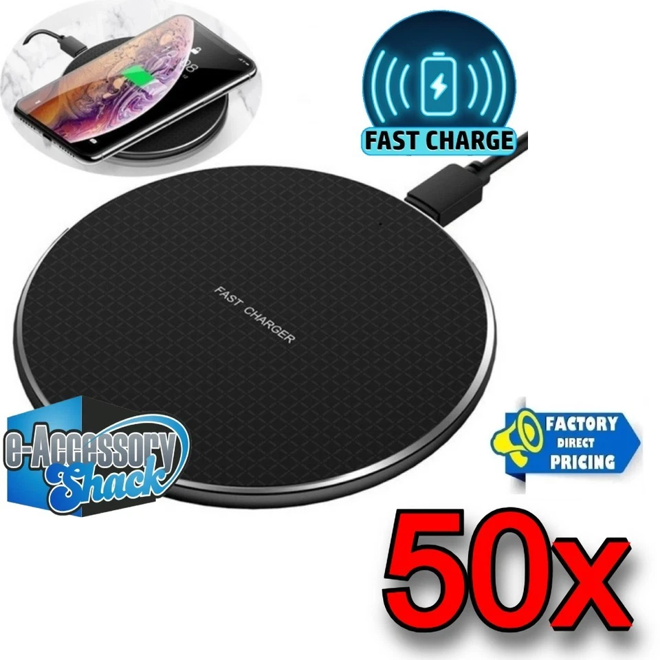 50x Wireless Fast Charger Charging Pad Dock 4: Samsung iPhone Android Cell Phone - Image 1 of 4