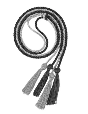 Cordones de honor de doble graduación negros y plateados de 68 pulgadas de largo para ceremonia Foto 1 de 4