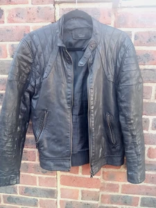 ZARA MAN HERREN SCHWARZE LEDER BIKER JACKE GRÖSSE SMALL - Bild 1 von 3