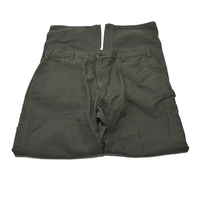 Carhartt Men's Work Pants Olive Green Loose Fit Canvas Duck Utility, Size 38x36 - Image 1 of 4