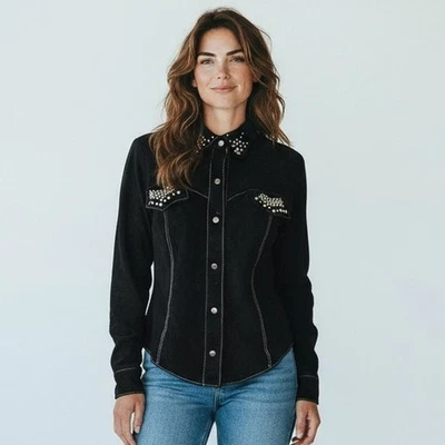 Vintage Womens Firenze Santa Barbara Western Leather Shirt Beaded Size Small USA - Image 1 of 4