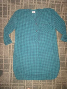 Honors Ladies SIZE 10-12 NIGHTGOWN NIGHTSHIRT Sleepwear Vintage 80 PLAID V-NECK - Picture 1 of 4