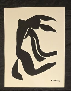 "Black Rabbit – 1970s Matisse-Style Print, 10x13in, Bold Abstract Cut-Out Art" - Picture 1 of 1