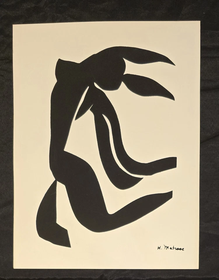 黑兔 – 20 世纪 70 年代马蒂斯风格印花,10 x 13 英寸,大胆抽象艺术 — 第 1/1 张图片