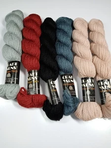 Hilos artesanales hilo persa lote de 6 hanks cada 40 yardas 100 % pura lana virgen - Imagen 1 de 3